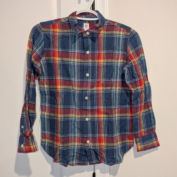 NEW GAP Kids Long Sleeve Button Up Down Collared Linen Blend Dress Top Shirt NWT - Picture 1 of 2